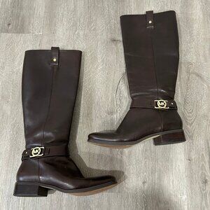 Michael Kors Brown Leather Zip Up Knee High Riding Boots Women’s Size 9.5